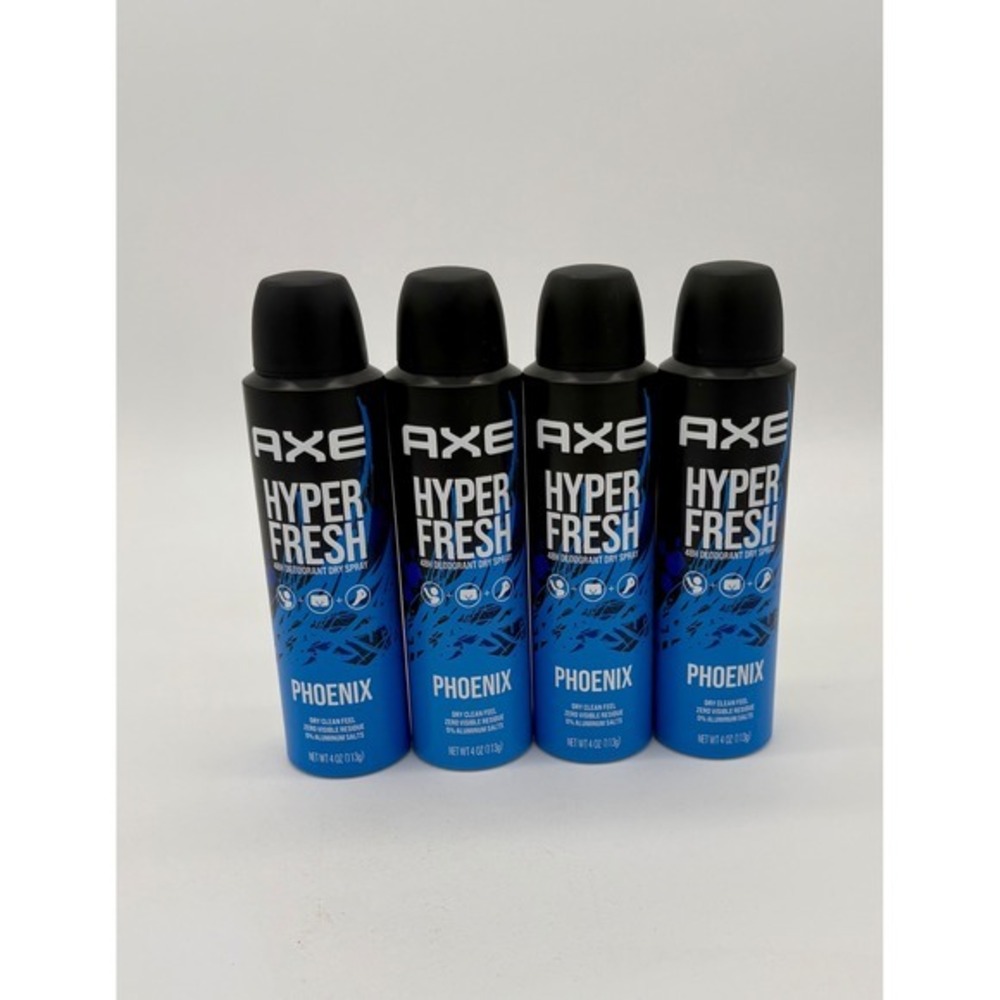 Axe Hyper Fresh Phoenix Deodorant Dry Spray 48H 4oz 113g Lot of 4 Aluminum Free